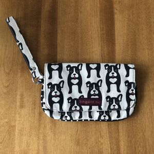 Bungalow 360 Canvas Wristlet Clutch Wallet Dog Puppy Bulldog Terrier Polka Dot